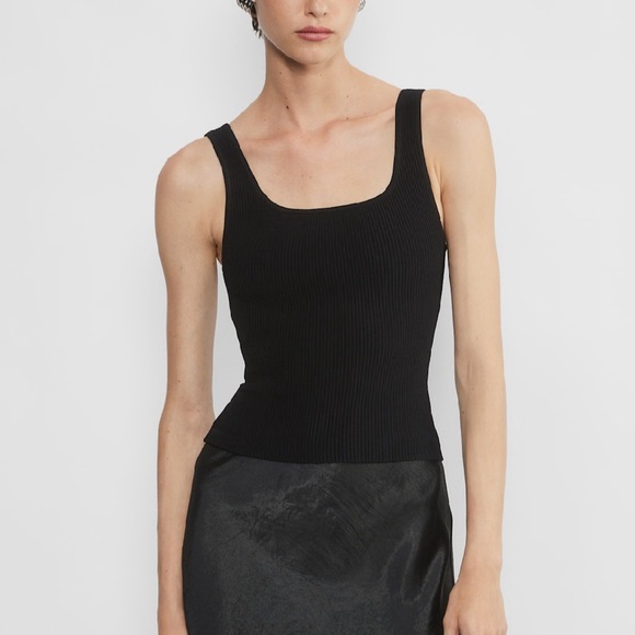 Babaton Black Ribbed Tank Top - Picture 1 of 4
